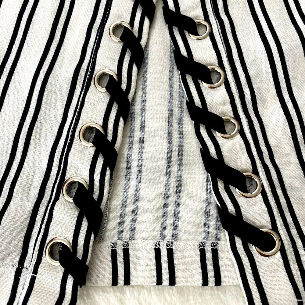 Endless Rose Striped Pencil Skirt with Button Detail - Picture 2 of 6